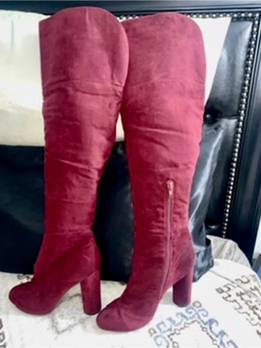 Women's Over-the-Knee Boots in Deep Burgundy